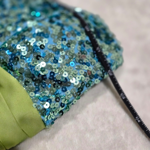 B Darlin ✦ Blue Strapless Party Dress ✦ Sequin Bodice + Tulle Flare ✦ XS EUC - Picture 15 of 17